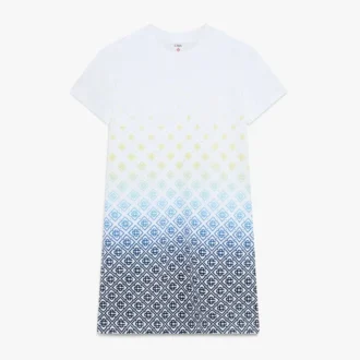 Biała sukienka z T-shirta z monogramem w gradientowym wzorze