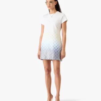 Biała sukienka z T-shirta z monogramem w gradientowym wzorze