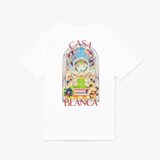 Biały T-shirt z krótkim rękawem z motywem tenisowym w szortach