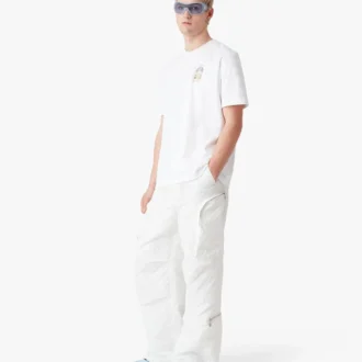 Biały T-shirt z krótkim rękawem z motywem tenisowym w szortach