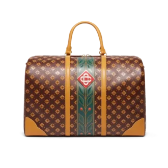 Brązowa torba weekendowa z monogramem