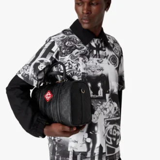 Czarna mini torba weekendowa z monogramem