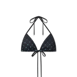 Czarny top bikini z monogramem w stylu degradé