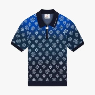 Dzianinowa koszulka polo z krótkim rękawem i monogramem w stylu gradientowym w szortach