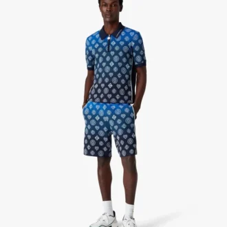 Dzianinowa koszulka polo z krótkim rękawem i monogramem w stylu gradientowym w szortach