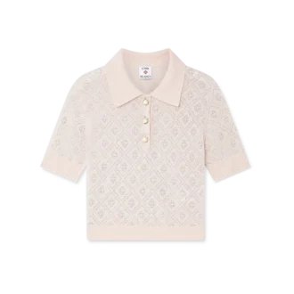 Dzianinowa koszulka polo z kryształowym monogramem