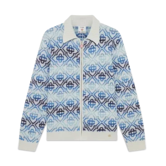 Kardigan z wełny merynosowej z długim rękawem i monogramem w stylu space dye