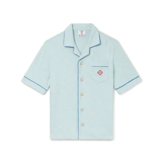 Koszula z krótkim rękawem z tkaniny frotte z monogramem Koszula z krótkim rękawem z tkaniny frotte z monogramem
