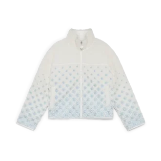 Krótka kurtka polarowa z haftowanym monogramem w stylu gradientowym