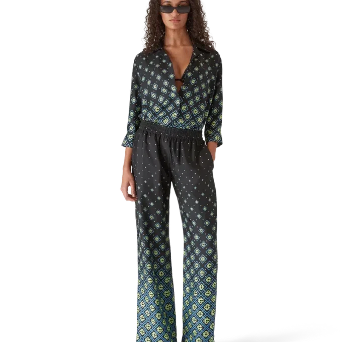Spodnie z jedwabiu z monogramem w stylu degradé Spodnie z jedwabiu z monogramem w stylu degradé
